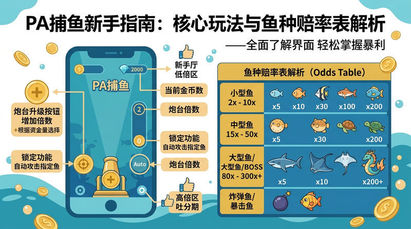 PA捕鱼新手指南：核心玩法与鱼种赔率表解析