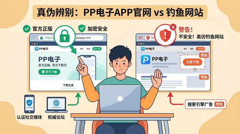 二、拒绝盗版:PP电子APP官网下载与真伪辨别指南