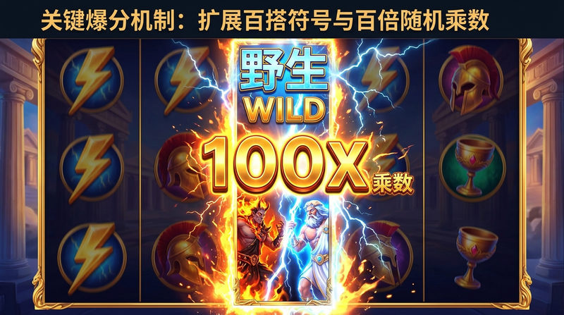 关键爆分机制：扩展百搭符号与百倍随机乘数